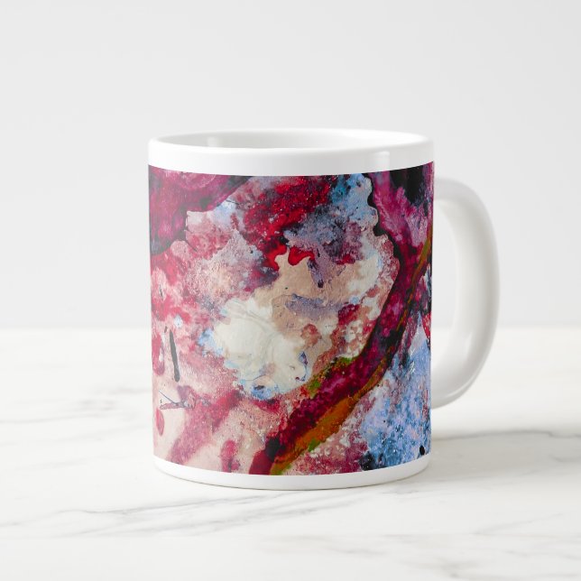 Caneca De Café Grande Abstrato do Red Agate Crystal Geode (Frente Esquerda)