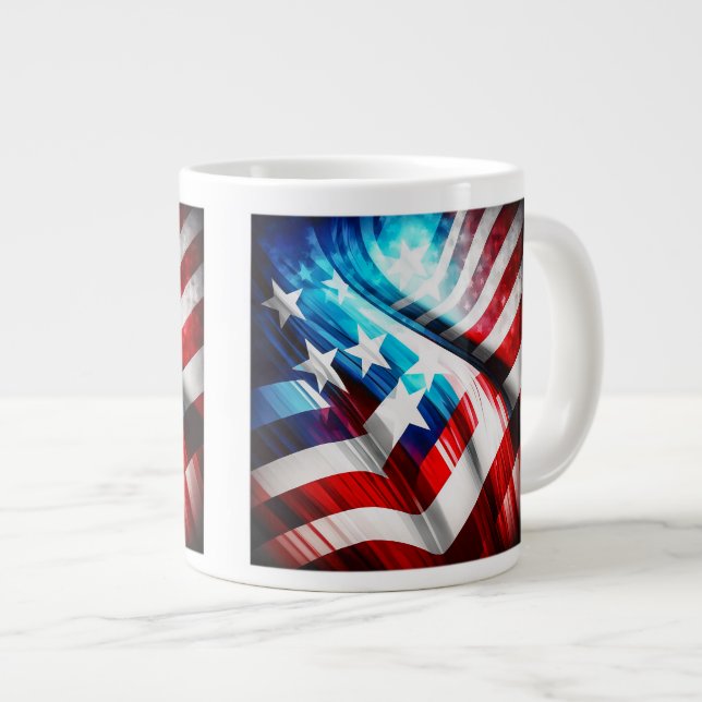 Caneca De Café Grande Abstrato EUA Flag Jumbo Mug (Frente Esquerda)