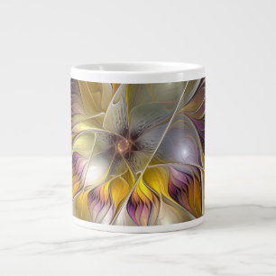 Caneca De Café Grande Abstrato Fantasia Colorida Flor Moderna Fractal