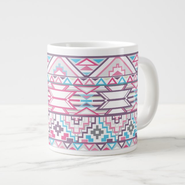 Caneca De Café Grande Abstrato Geométrico Aztec Padrão 3 (Frente Esquerda)