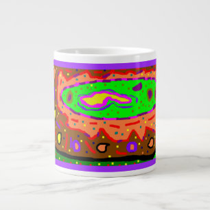 CANECA DE CAFÉ GRANDE ABSTRATO HIPPY ART RETRO