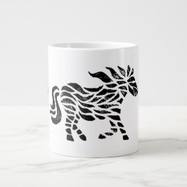 Caneca De Café Grande Abstrato Horse Woodblock Specialty Mug