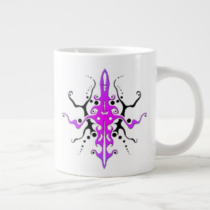 Caneca De Café Grande Abstrato Máscara Tribal Tattoo Design - rosa