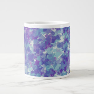 Caneca De Café Grande Abstrato pincel azul escuro brilhante Traços de pi