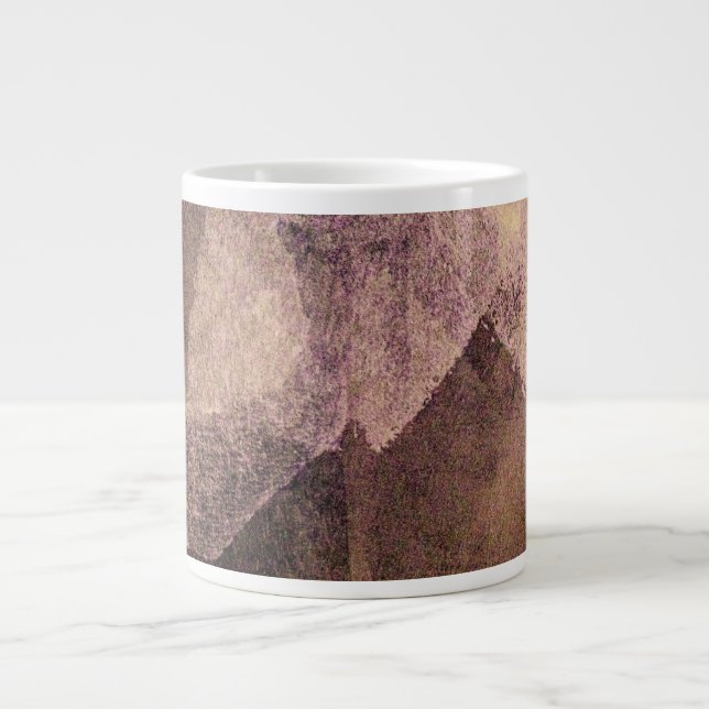 Caneca De Café Grande Abstrato pintura cor-de-rosa marrom pincel (Frente)