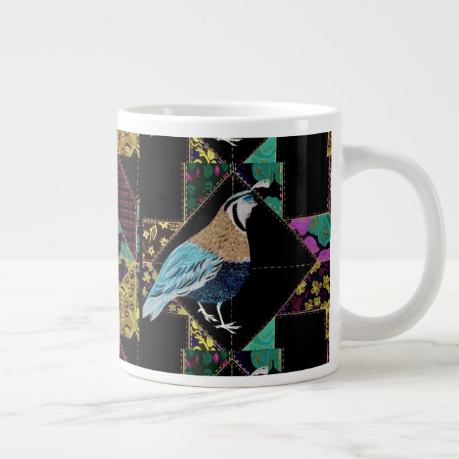 Caneca De Café Grande Abstrato Quilt Quail Coffee (Direita)