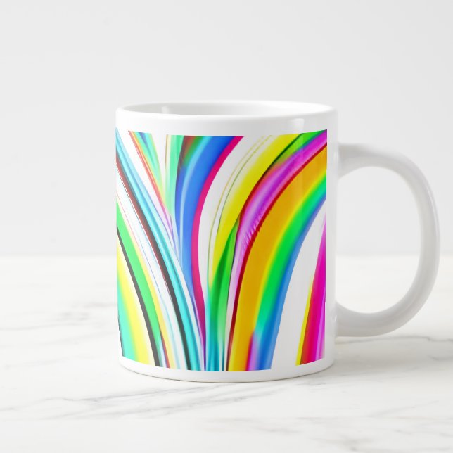 Caneca De Café Grande Abstrato Rainbow Marbled Swirls (Direita)