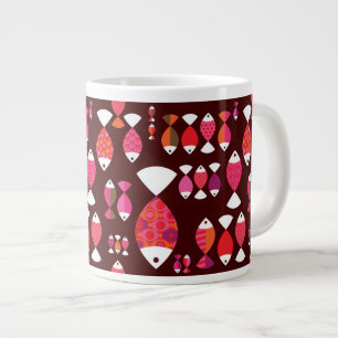 Caneca De Café Grande Abstrato retro peixe debaixo de água
