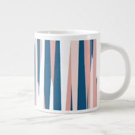 Caneca De Café Grande Abstrato rosa azul e branco