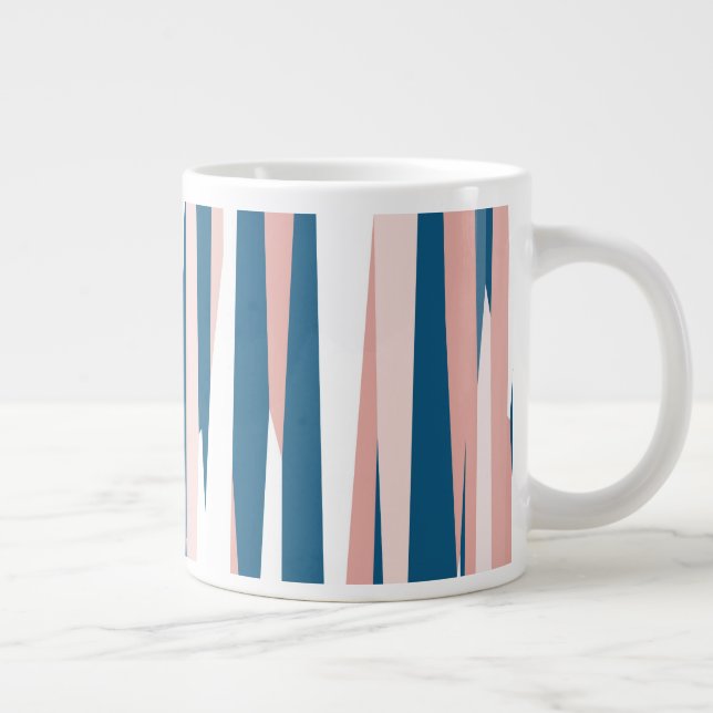 Caneca De Café Grande Abstrato rosa azul e branco (Direita)