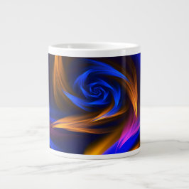 Caneca De Café Grande Abstrato Vortex Forma Azul Laranja