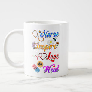 Caneca De Café Grande Acanálogos de Enfermeira Inspire Amor Cura Med Ter