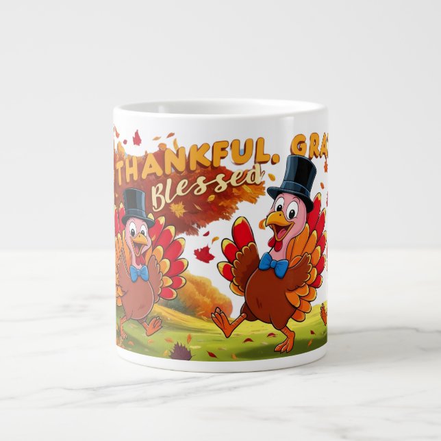 Caneca De Café Grande Ação de Graças Com Citações De Gratidão (Frente)