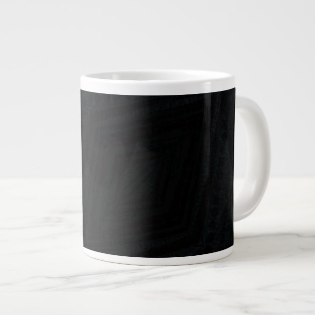 Caneca De Café Grande Aceitação | Textura Geométrica Escura (Frente Esquerda)