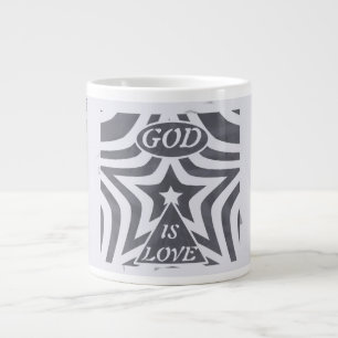 Caneca De Café Grande Achempong God Is Love Star Blue & Cinza - Oversize