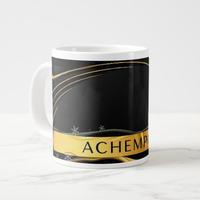 Caneca De Café Grande Achempong: The Auric Cascade | Opulent Liquid Gold (Frente Esquerda)