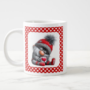 Caneca De Café Grande "Aconchegante & Quente" Gnome Sonolento Cacau de