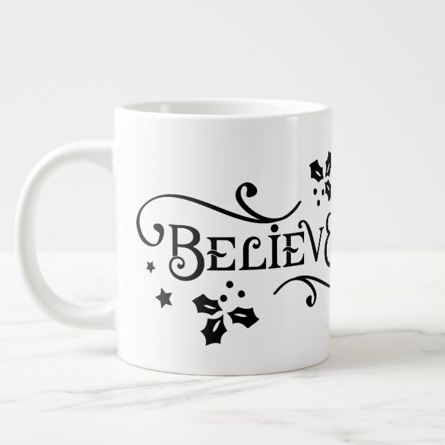 Caneca De Café Grande Acredite/Cotação Natal/ Mug Personalizado (Esquerda)