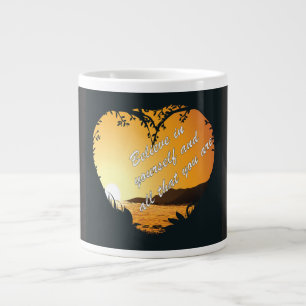 Caneca De Café Grande Acredite em si mesmo - Coração Inspiracional