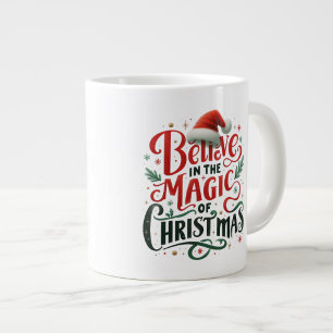 Caneca De Café Grande Acredite na magia do Natal amante do café 