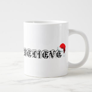 CANECA DE CAFÉ GRANDE ACREDITE NO CHAPÉU DE PAPAI NOEL NO NATAL VÉSPERA