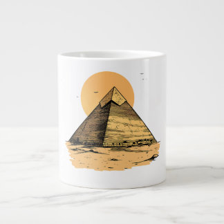 Caneca De Café Grande Adesivo de Pirâmide do Egito Antigo