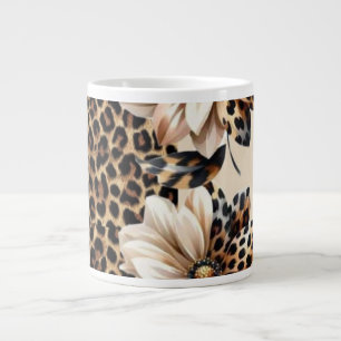 Caneca De Café Grande Adesivo para Laptop Estampa de Animal Chita & Flor