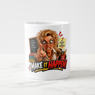Caneca De Café Grande Adesivo Professora Rigorosa Faça Acontecer