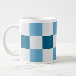 Caneca De Café Grande Adesivo Quadrado Do Quadro De Verificação Branco E