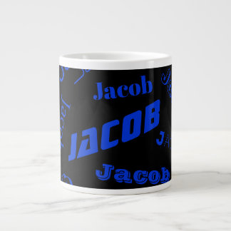 Caneca De Café Grande Adicionar qualquer nome ou palavra | Azul e Preto