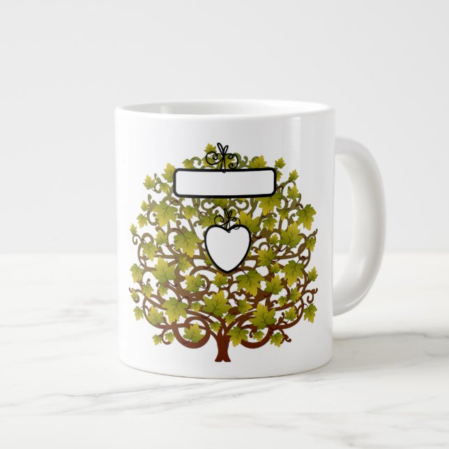 Caneca De Café Grande Adicionar seu texto e Fotos - Jumbo Mug (Frente Esquerda)