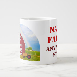 Caneca De Café Grande Adicione seu nome ao Red Barn com o Blue Sky