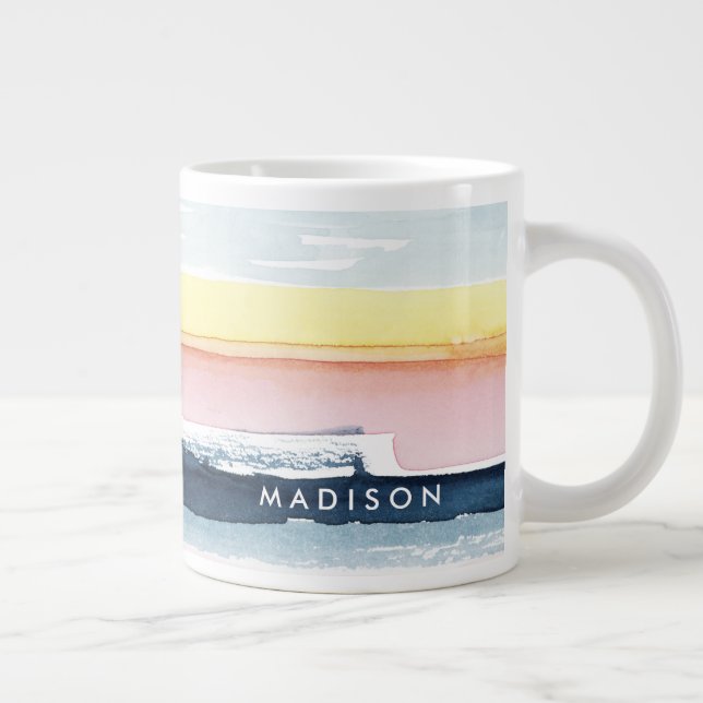 Caneca De Café Grande Adicione seu nome | Fluxo Sunset I (Direita)