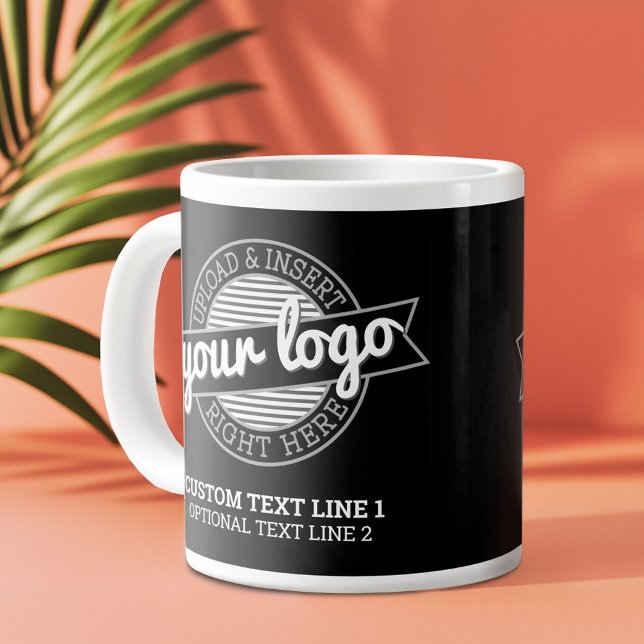 Caneca De Café Grande Adicione seu profissional de logotipo, minimamente (Custom Logo Mug)