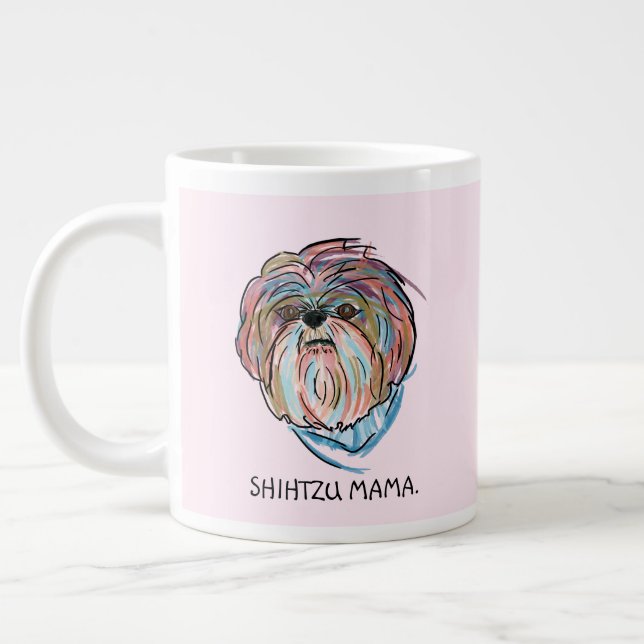 Caneca De Café Grande Adicione seu próprio Dia de as mães Cachorro Shiht (Esquerda)