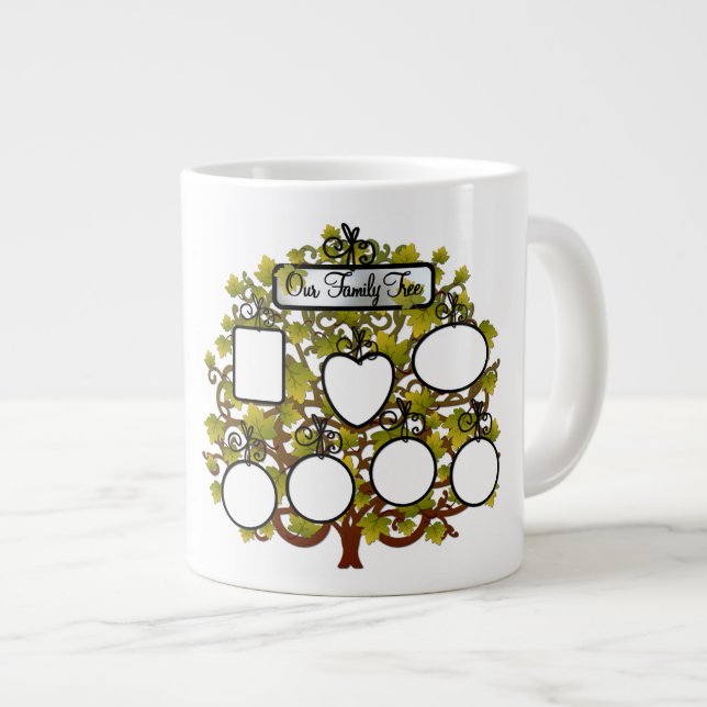 Caneca De Café Grande Adicione seus Fotos familiares - Jumbo Mug (Frente Esquerda)