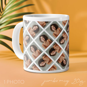 Caneca De Café Grande Adicione uma foto para criar uma colagem louca