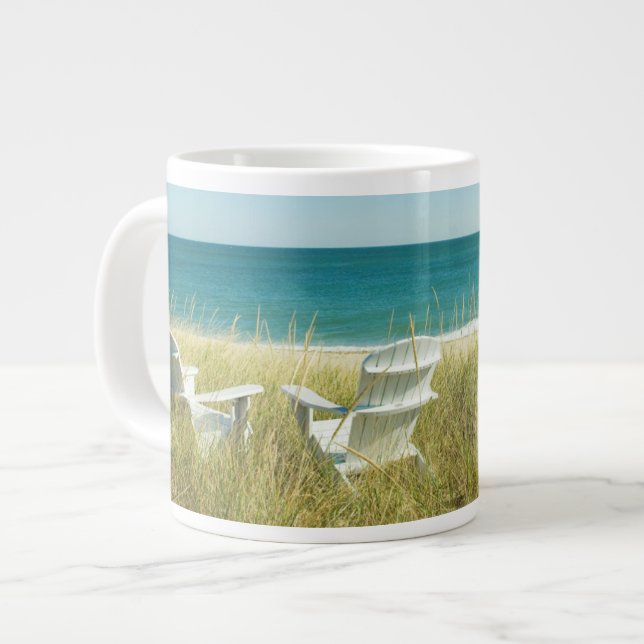Caneca De Café Grande Adirondack Chairs in the Dunes (Frente Esquerda)