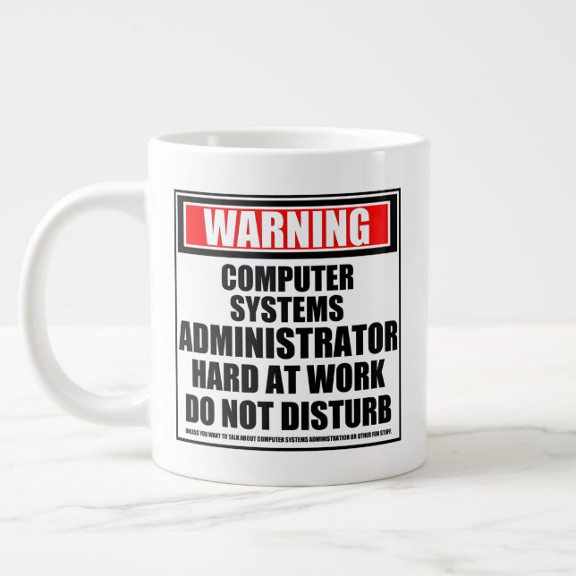 Caneca De Café Grande Administrador de sistemas de computador de aviso (Esquerda)