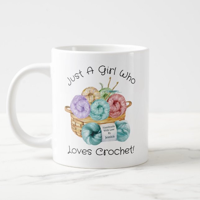 Caneca De Café Grande Adora Mug de Café Gigante Personalizado Crochet (Esquerda)