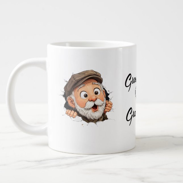 Caneca De Café Grande Adorable Peeking Grandparents Couple Design (Esquerda)