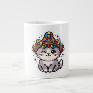 Caneca De Café Grande Adorável Gatinho Marroquino Amazigh Kawaii com Cha