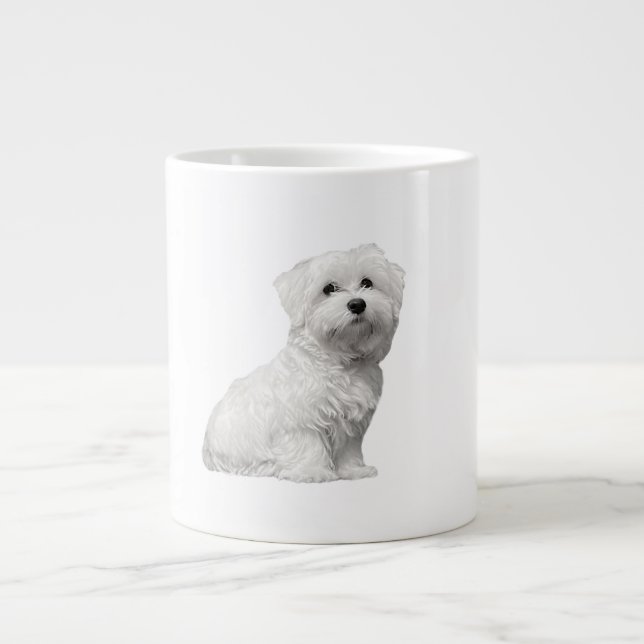 Caneca De Café Grande Adorável Puppy maltês Lili (Frente)
