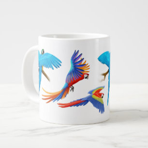 Caneca De Café Grande Adoro Macaw Parrots