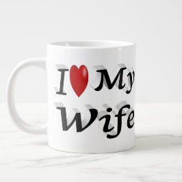 Caneca De Café Grande Adoro o texto preto fofo da minha esposa