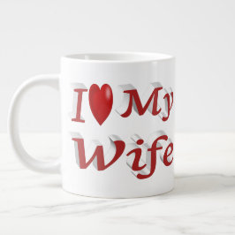 Caneca De Café Grande Adoro o texto vermelho fofo da minha esposa