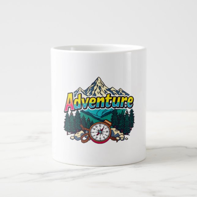 Caneca De Café Grande Adventure Mountain – Outdoor Hiking Nature Design  (Frente)