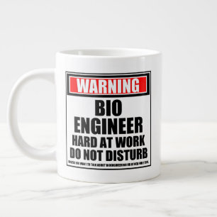 Caneca De Café Grande Advertência Ao Duro De Bioengenheiro No Trabalho N