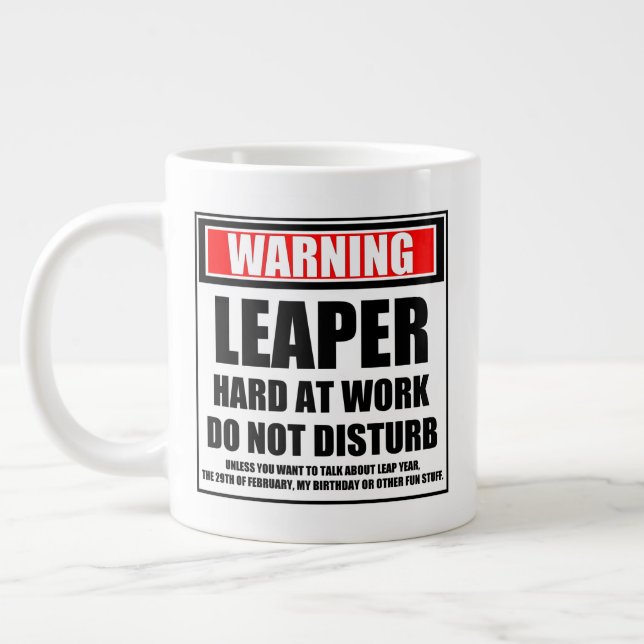 Caneca De Café Grande Advertência Duro Leaper No Trabalho Não Incomodar (Esquerda)