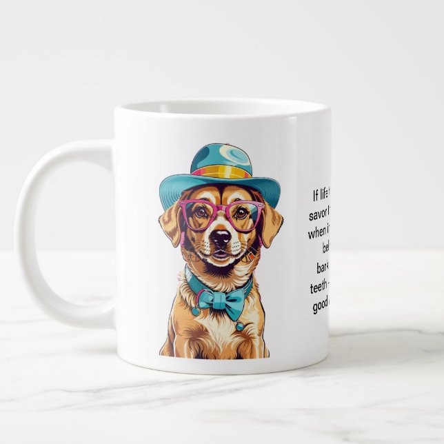 Caneca De Café Grande Advertência Engraçada De Um Cachorro (Esquerda)